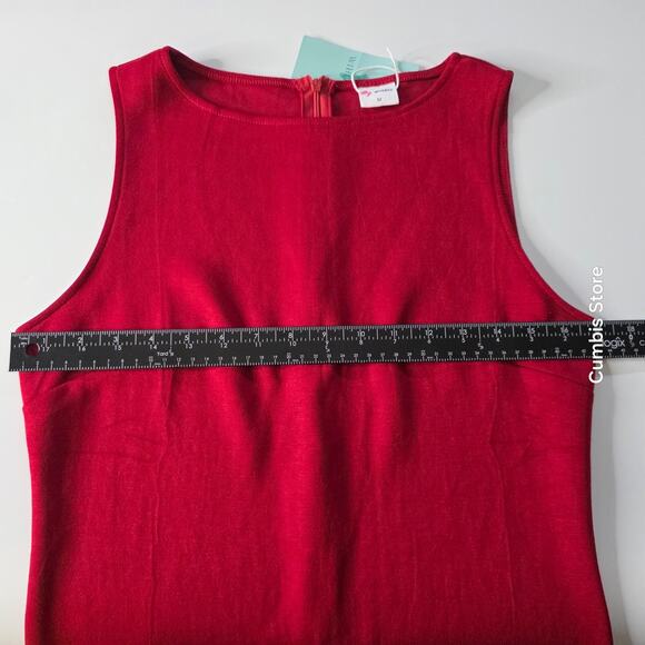 WIHOLL Dress Womens Medium Red Sleeveless Sheath Bodycon Stretch Knit Back Zip - Picture 13 of 14